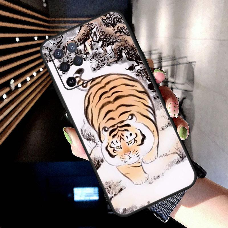 Мультяшный Толстый Тигр Чехол Для Oppo A74 A54 A94 A80 A60 A40 A18 A38 A58 A78 A98 A96 A76 A16 A15 A17 A57 A77 A5 Pro