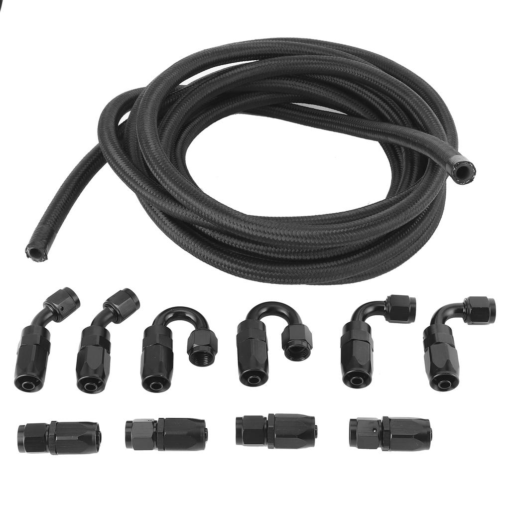 5meters Oil Fuel Hose Line AN6?6AN Fitting Stainless Steel Nylon Braided Straight 45 Degrees  90 Degrees  180 Degrees  End