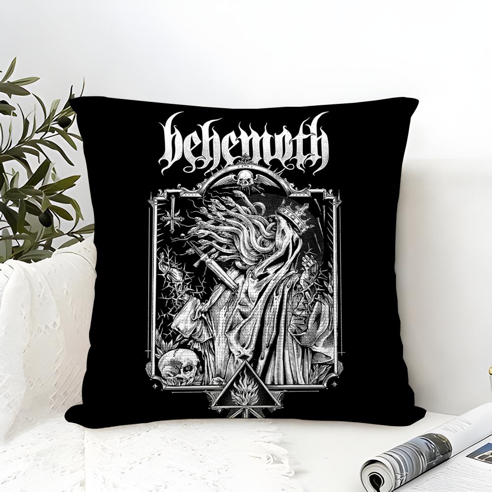 Черная Металлическая Группа Behemoth Наволочка Хлопчатобумажная Льняная Ткань Квадратная Наволочка на Молнии Домашний Декор Гостиная