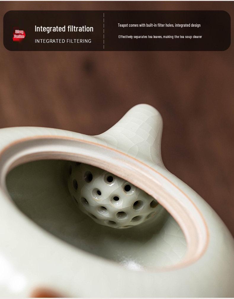 Antique Style Beige Ceramic Teapot for Gongfu Tea Brewing