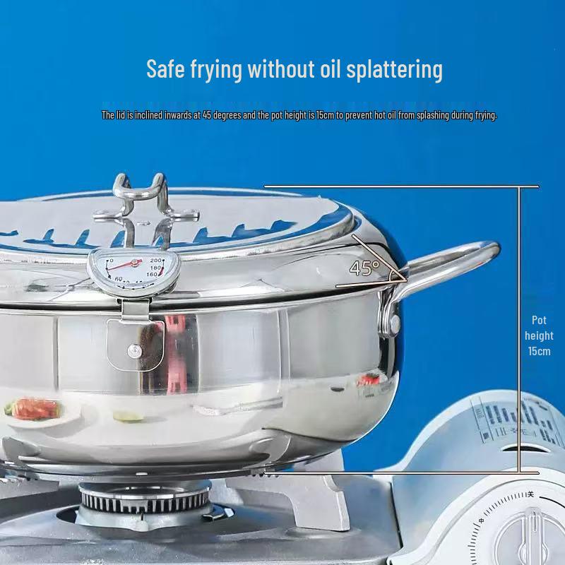 Фритюрница для темпуры из нержавеющей стали 304/201# с дисплеем температуры масла и крышкой-фильтром