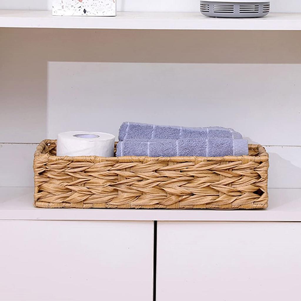 Natural Woven Water Hyacinth Storage Basket for Home Organization and Decoration Large Capacity Sundries Organizer