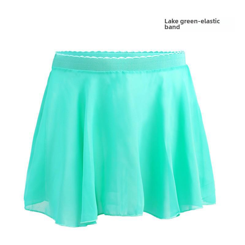 Детская балетная юбка из шифона - полудлинная, цельная, с фартуком на шнуровке