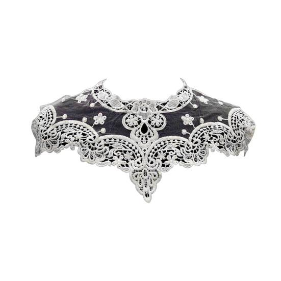 Lace Embroidered Fake Collar Hollow See-through Lace Flower Pattern False Collar Lace Embellished Clothing Accessory