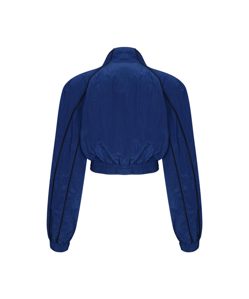 WANNABEZFIT Symmetric Woven Crop Jacket Ocean Blue
