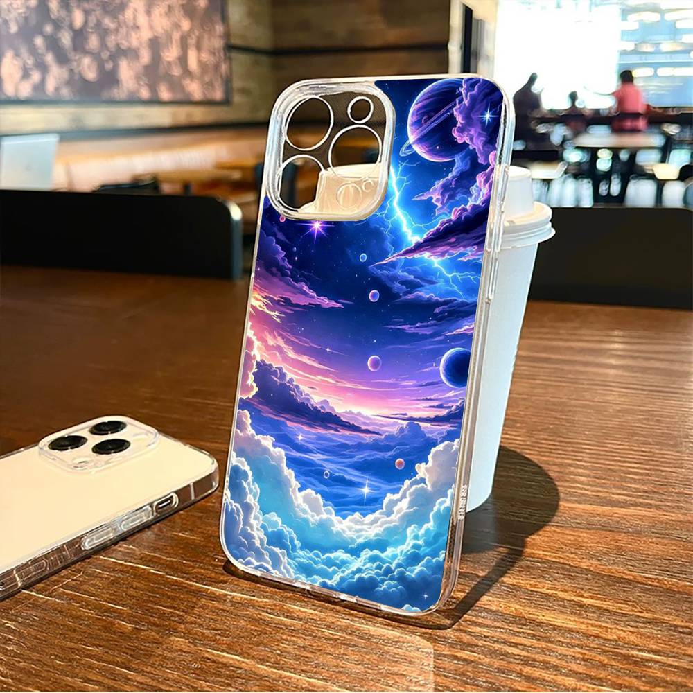 Чехол для телефона с принтом «Мечтательная галактика» для iPhone17,16,15,14,13,12,11 Plus, Pro Max Мягкий прозрачный чехол
