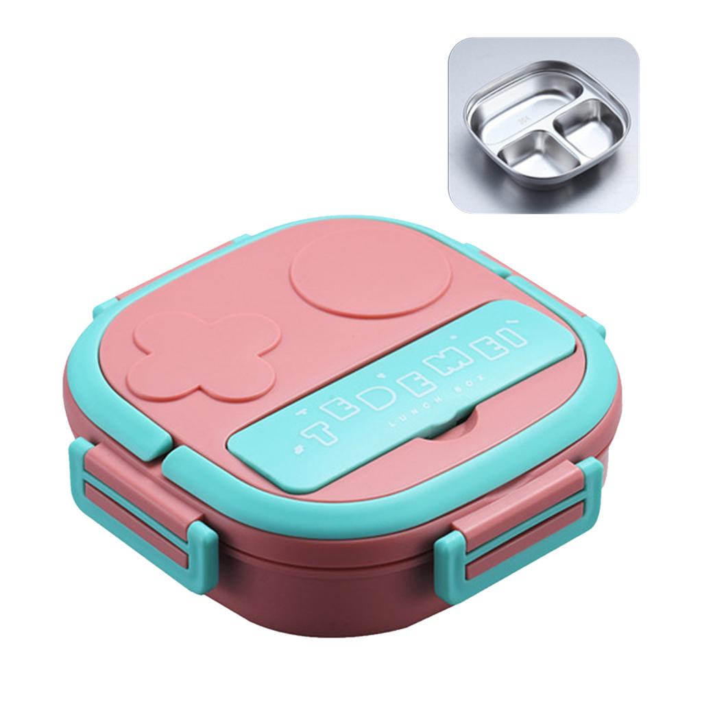 Lunch Box With Fork Compartment Reusable Leakproof Stainless Steel Bento Box for Adults Kids School Office