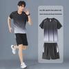 Men's Ice Silk Quick-Dry Sportswear Set: Short-Sleeve T-Shirt & Running Shorts for Summer Fitness and Basketball.