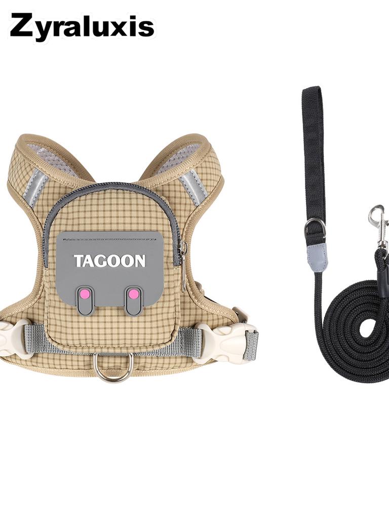 Pet Backpack Harness for Outdoor Walking with Dog Leash & Chest Strap for Small Medium Dogs - Travel Carrier with Secure Closure and Comfortable Fit