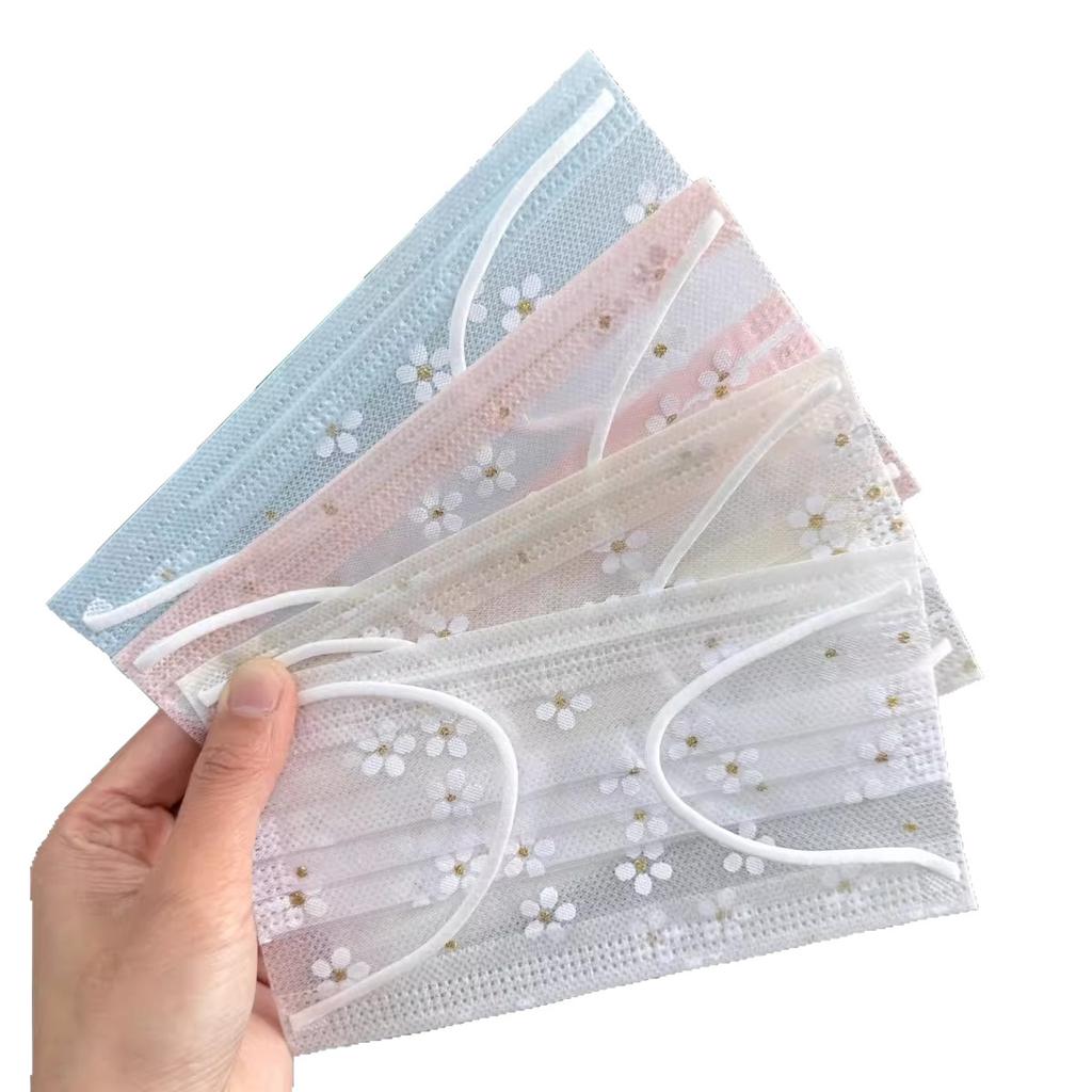 10 шт. Женские высококачественные пыленепроницаемые солнцезащитные милые маски-сетки, тонкие, дышащие, одноразовые, для весны и лета, с милым принтом цветущей сакуры