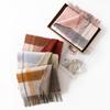 Versatile Plaid Wool Scarf: Thick Warm Tassel Shawl for Men & Women