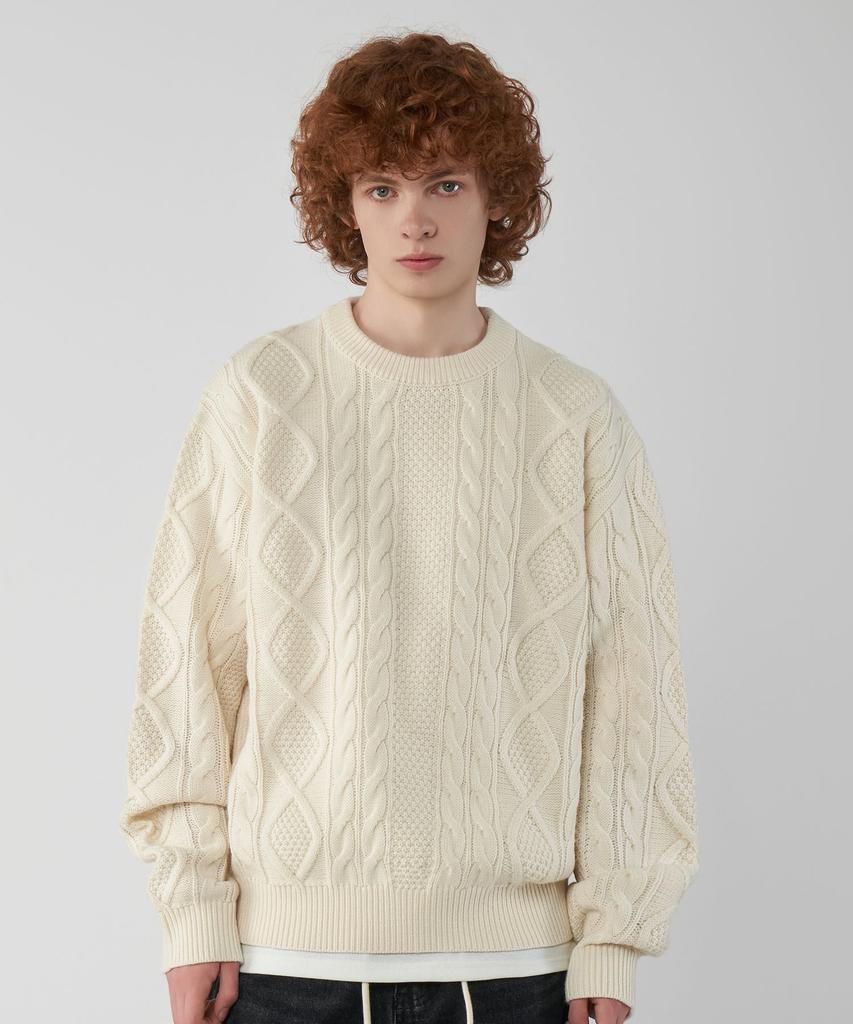 UNTAPPED STUDIO [2Pack] Oversized Aran Cable Round Knit 5 Colors