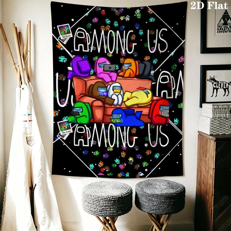 Among Us Wall Tapestry Aesthetic Wall Hanging Printed Fabric Blanket Decorative Tapestries for Bedroom Living Room Home Decor