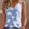 V-образный вырез, пуговицы, вырезы, жилет без рукавов, милый узор в виде кокосовой пальмы, женская майка