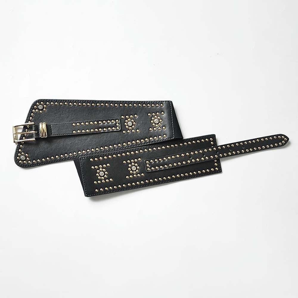Personalized Design Rivet Wide Waistbands Adjustable Irregular Leather Belt  Skirt Accessories
