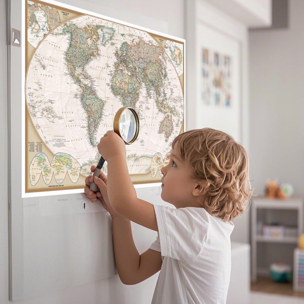 24*36 дюймов/18*29 дюймов Винтажная карта мира Картина Ретро настенное искусство Плакат Школьные принадлежности Украшения дома, Туризм/образовательные принадлежности