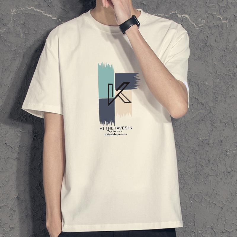 Summer Men's Short-sleeved T-shirt Trendy Fashion Loose All-match Printed Men's Top T-shirt