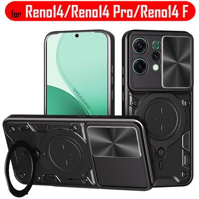 Чехол-слайдер для камеры для OPPO Reno14 Pro Чехол для OPPO Reno 14 Pro Reno14 F Чехол с магнитной подставкой-кольцом
