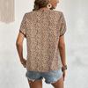 Women's Summer Design Sense Short Sleeve Leopard Pattern Shirt Blouses Loose Chic Tops