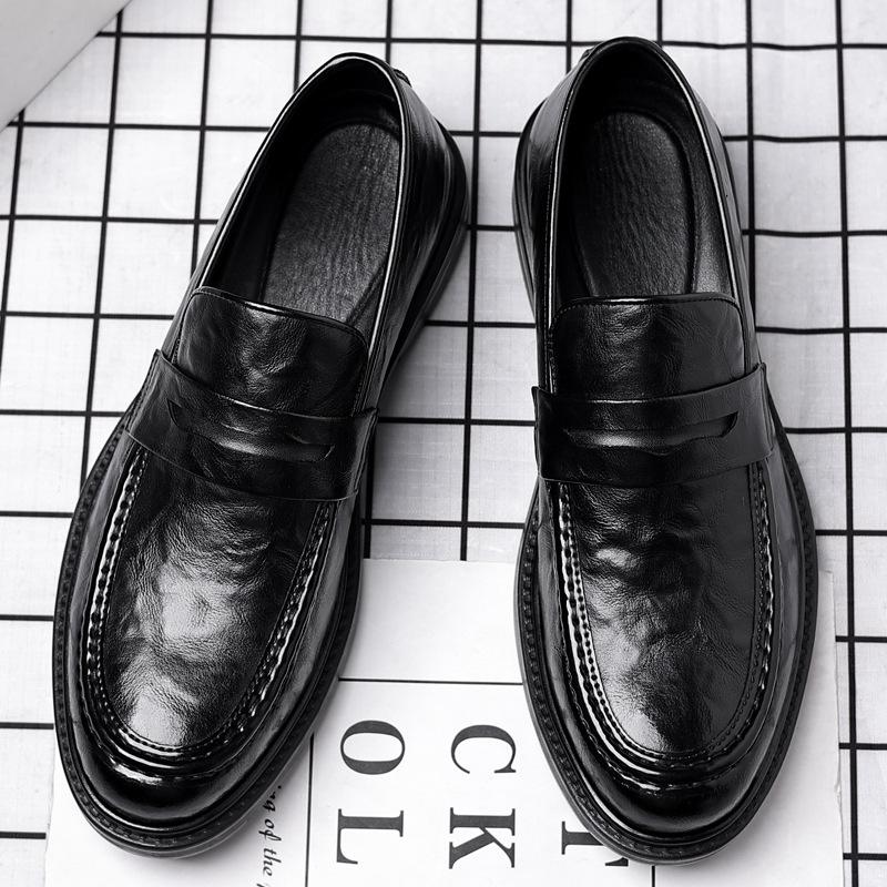 2025 Новые дизайнерские туфли из кожи на высокой подошве для мужчин, модные повседневные черные туфли, мужские весенне-осенние лоферы на платформе