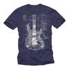 Gifts for Guitarists Unisexs Tshirt with Electric Guitar  Vintage Blue Print Motif Guitar Print for Unisex Shortsleeved Unisexs Tee