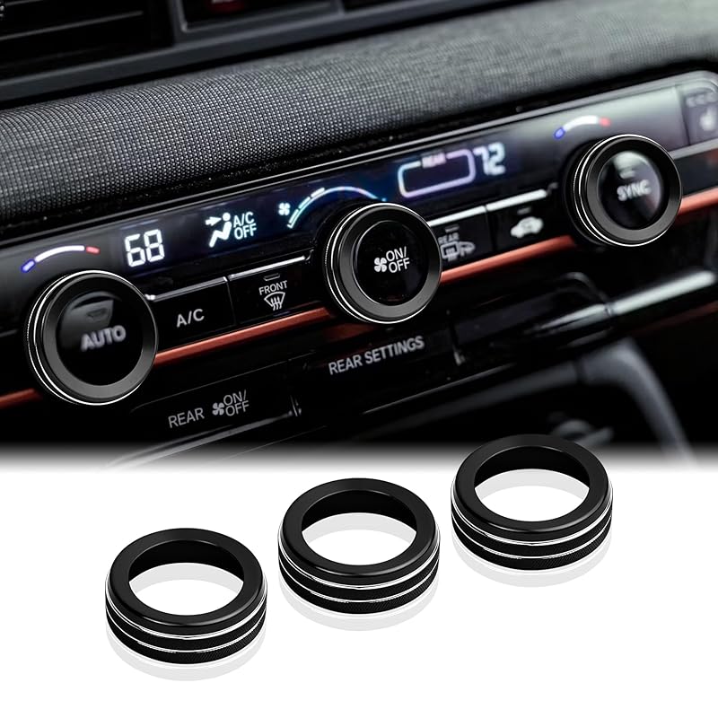 for Honda Passport 2026 Accessories - 3-Pieces Aluminum Alloy Air-Conditioning Knob Cover Trims (Orange) - DvlynAuroa