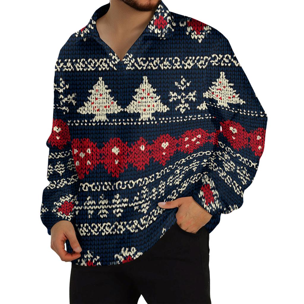 Мужской повседневный трикотажный базовый топ с длинным рукавом и воротником