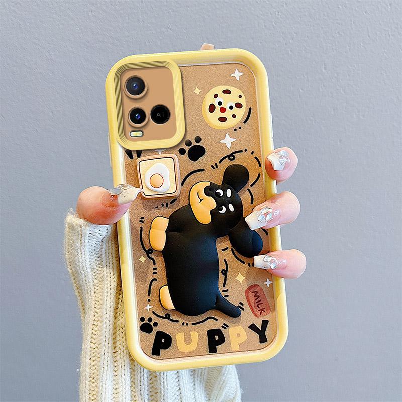 KEYSION Противоударный чехол для VIVO Y21 Y21S Y33S Y33T со шнурком, мягкий силиконовый чехол для телефона с милой 3D-мультяшной куклой для VIVO T1X