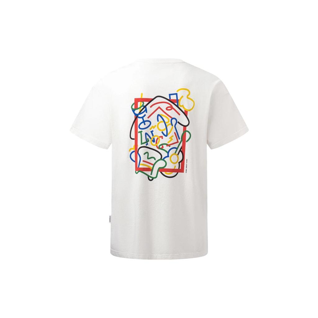 Футболка с коротким рукавом и круглым вырезом с принтом букв Li Ning, унисекс, цвет белый AHST135-1