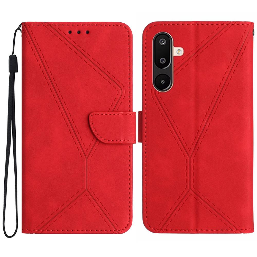 For Samsung Galaxy M16 5G/F16 5G Case Skin Touch Lines Imprinted PU Leather Flip Phone Cover