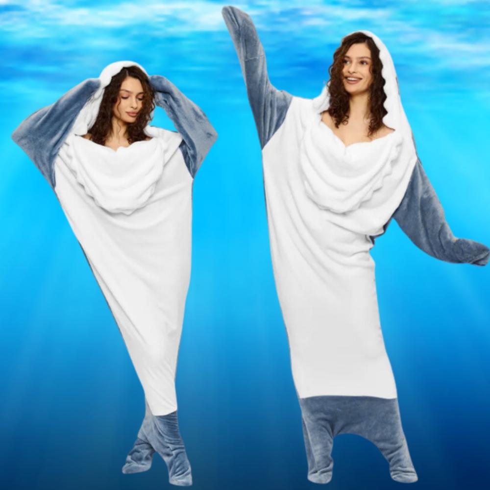 Shark Costume, Shark Pajamas, Shark Sizes, Blue Blanket, White Sleeping Bag