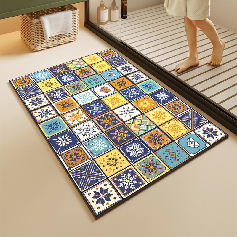 Diotomite Bathroom Bath Mat Super Absorbent Foot Mats Non-Slip Quick Dry Shower Carpet Toilet Rug Doormat Washable