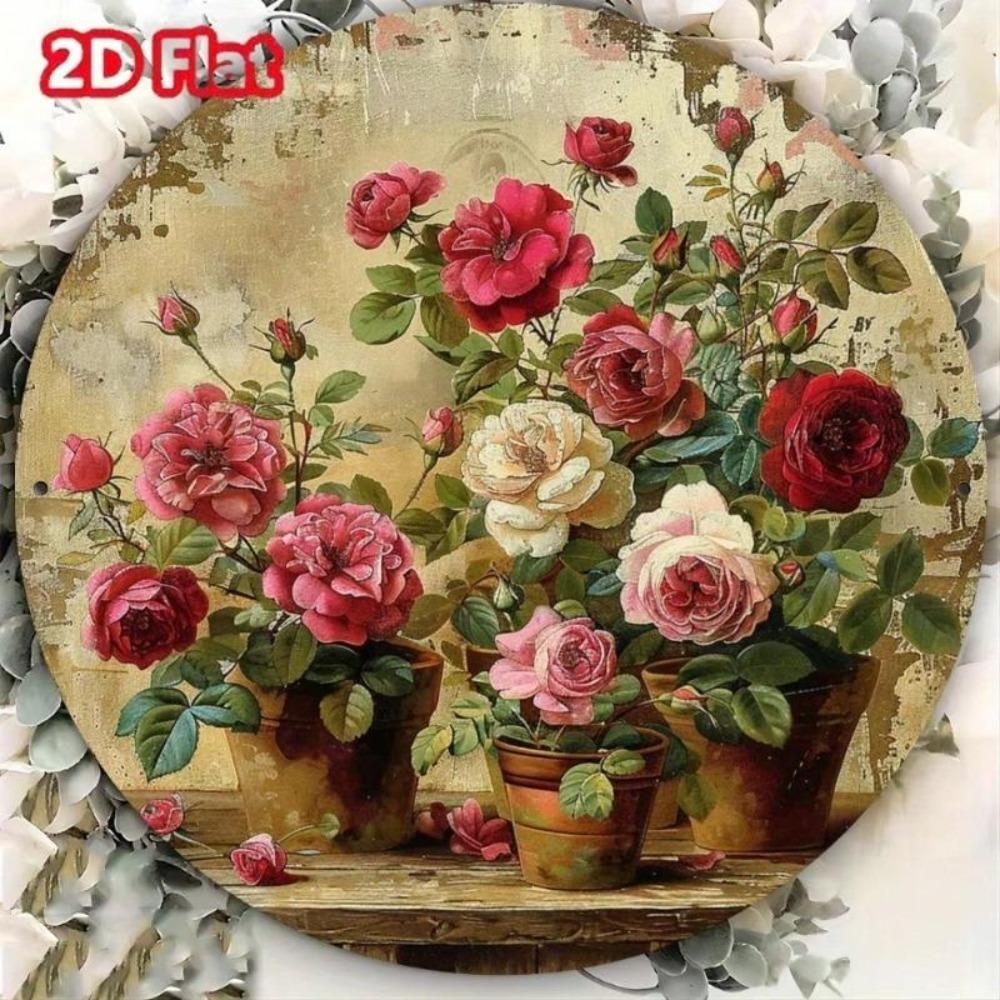 Metal Tin Sign Vintage Floral Nameplate Wall Decor for Home Garage