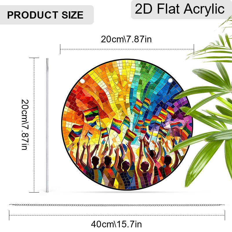 Acrylic Rainbow Pride Suncatcher Stained Glass Effect Window Hanging Ornament Colorful Home Decor