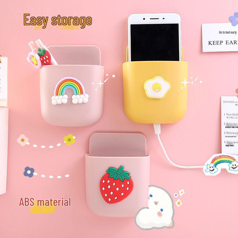 Cute Cartoon Wall-Mounted Phone Holder & Remote Storage Box