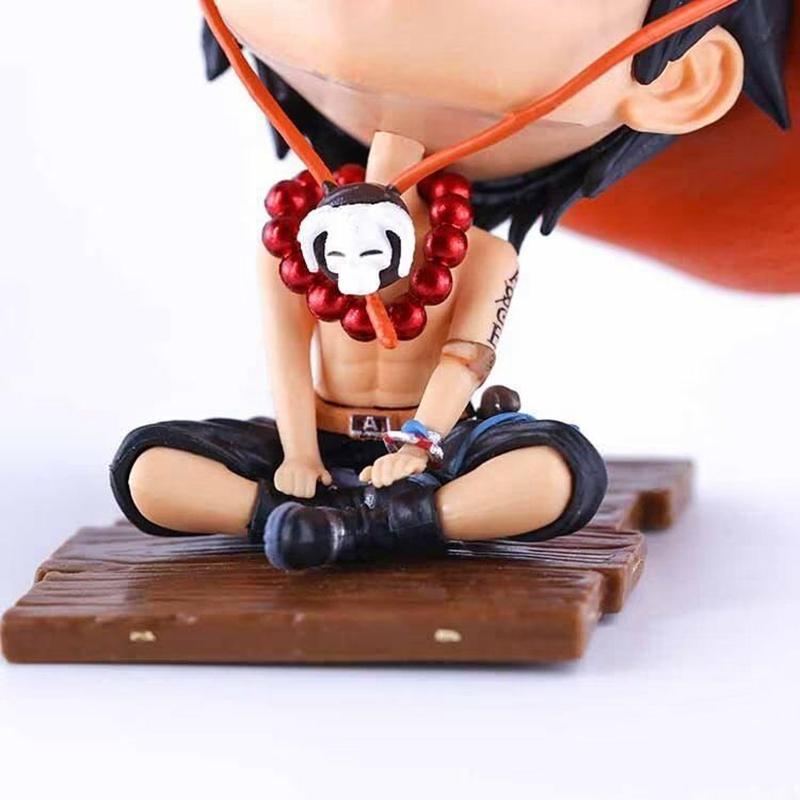 15CM Anime One Piece Sitting Portgas D Ace Cute Q Version Figure Plaything Gift Collection Action Figure Desktop Car Ornament PVC