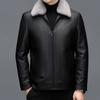 Winter Genuine Leather Jacket, Middle-aged and Elderly Men's Dad's Outfit, Velvet Short Leather Jacket, Sheepskin