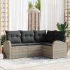 VidaXL 4-Piece Garden Sofa Set with Light Grey Cushions Poly Rattan 3346022