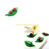 F26C Art Glass Insect Miniature Animals Collection Glass Green Leaf Ladybugs Ants Figurine Tabletop Ornament Home Office Decors