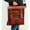 Goat Leather Bag Backpack Laptop Rucksack Men Vintage Brown Genuine S Travel