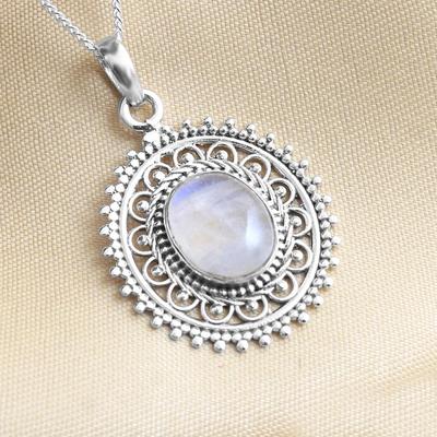 Женское ожерелье с подвеской Moonstone из чистого серебра 925 пробы