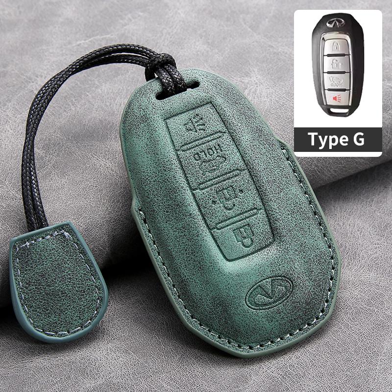 Leather Car Key Cover Case for Infiniti Q50L QX50 QX60 QX55 Q70 Q70L Q30 QX30 QX70 ESQ XQ80 XQ60 Q60S Car Key Rope Keyring