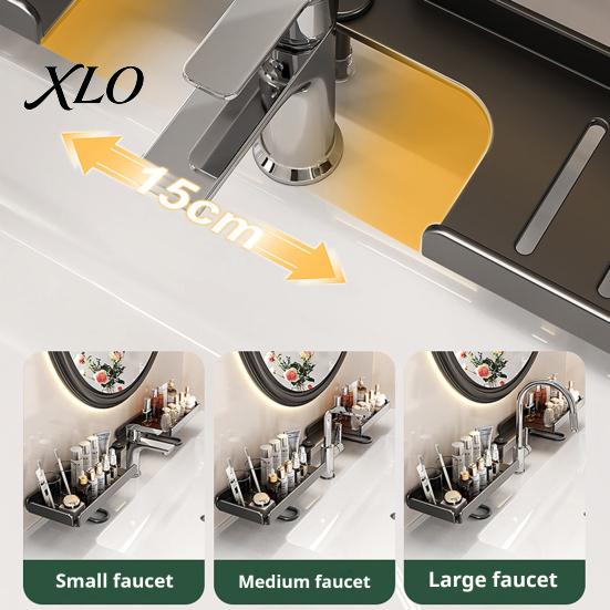 Faucet Storage Rack Foldable Rack, 180 Degree Straight Deployment And 90 Corner Kitchen Sink Caddy Turn Two Installation Way, Durable Carbon