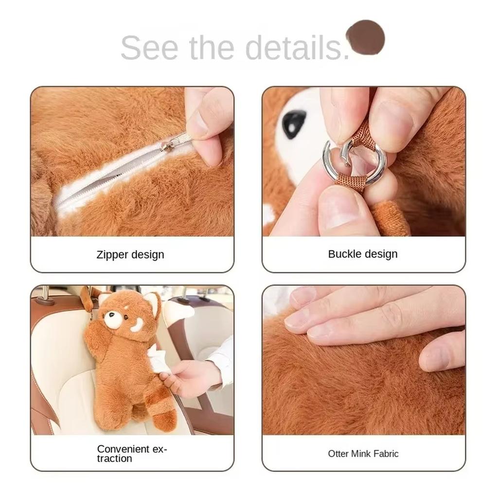 Car tissue box hanging cute doll bear car paper box Car seat back multi-functional tissue bag car supplies