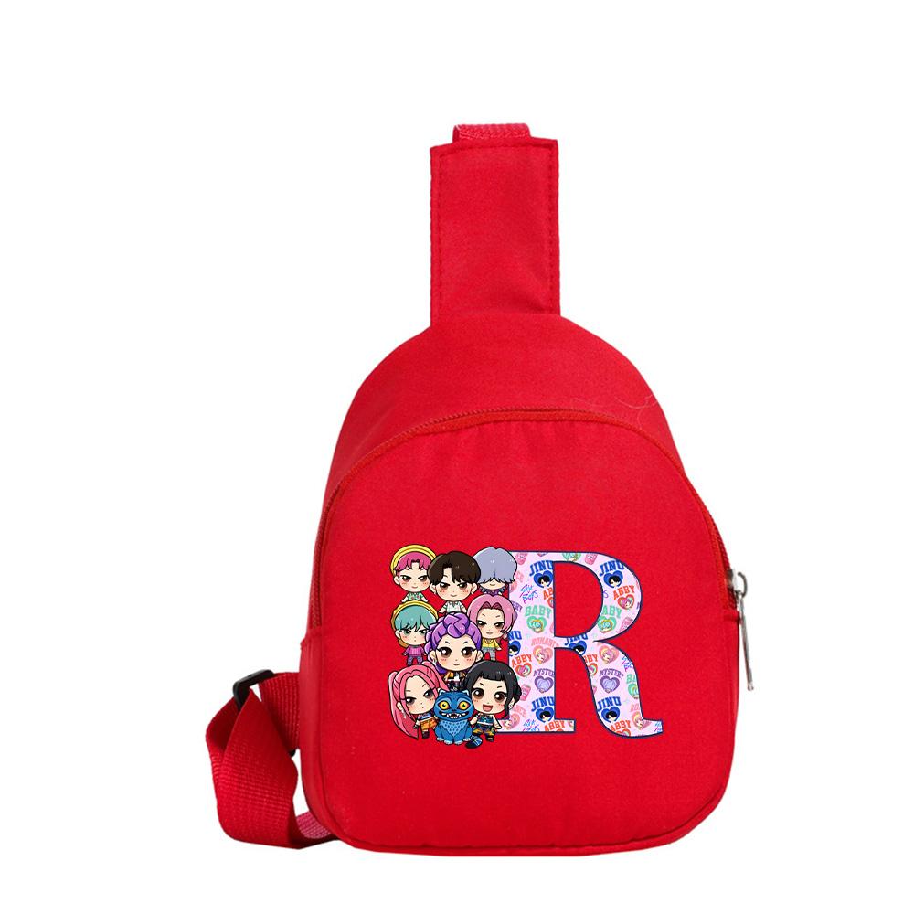 26 English Letter K-Pop Demon Hunters Printed Kawaii Chest Pack for Boy Girl Shoulder Bag Student Portable Crossbody Pouch Christmas Wallet Pursek