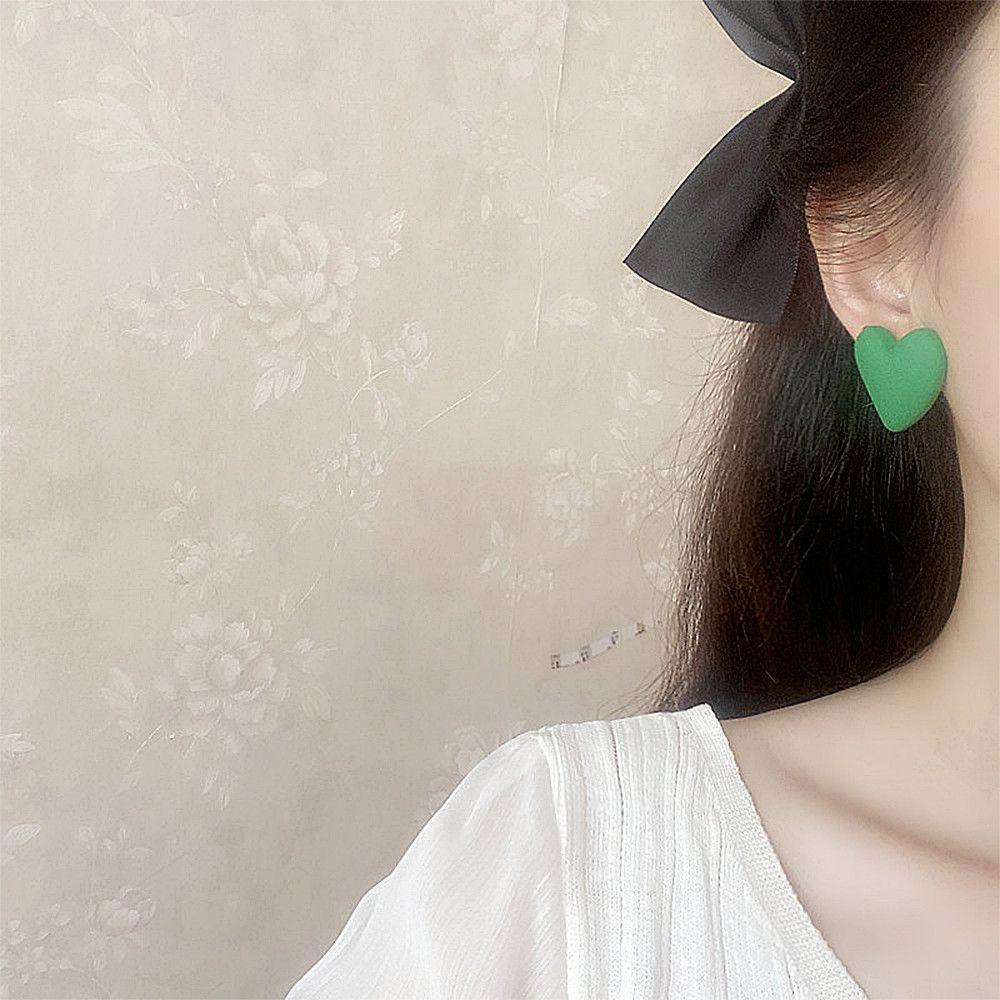 Акриловый Простой Дизайн Геометрический Конфетный Цвет Любовь Висячие Серьги Сердце Серьги-Пуссеты Ювелирные Изделия Серьги