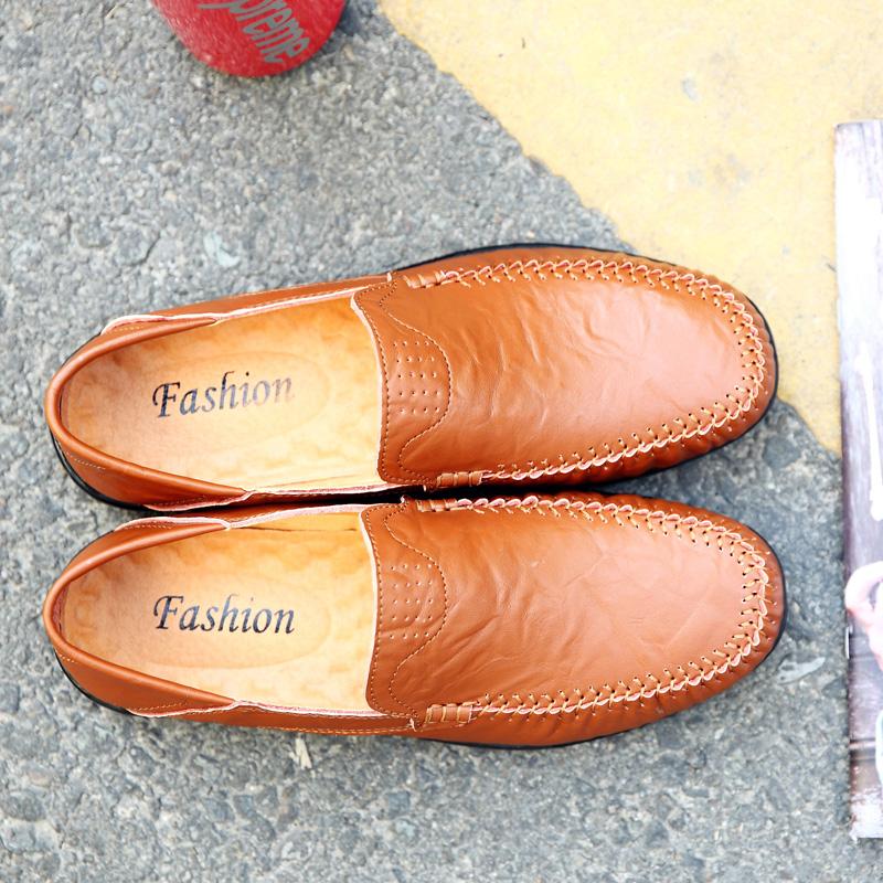 Casual Leather Shoes Men's Soft Bottom Non-slip Loafer Lazy Shoes Driving Shoes Middle-aged and Elderly Dad Shoes