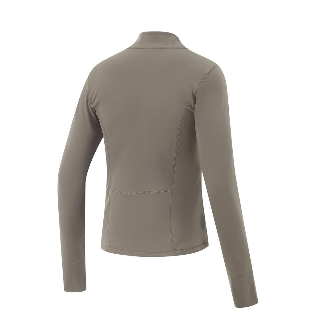 Li Ning Fitness Series Solid Color Stand Collar Comfortable Breathable Versatile Fleece Warm Cardigan Sweatshirt Women Sweatshirt AWDU622-1