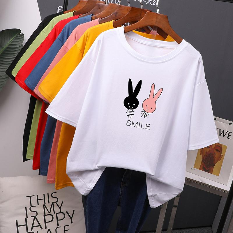 Hirsionsan хлопковая футболка с мультяшным принтом, женские новые популярные корейские футболки Kawaii с короткими рукавами, футболки с круглым вырезом, повседневные топы для девочек