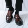 Бренд Мужские Остроносые Деловые Формальные Лоферы Кожаная Обувь Весна Новые Мужские Удобные На Толстой Подошве Кожаные Лоферы с Кисточками